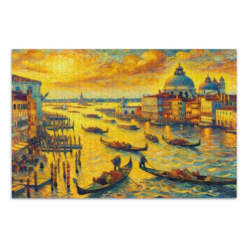 Ölgemälde-Puzzle Venedig, 500 Teile, Familienpuzzle, lustige und farbenfrohe Wandkunst, fertige Größe 50,5 x 37,8 cm von CHIFIGNO