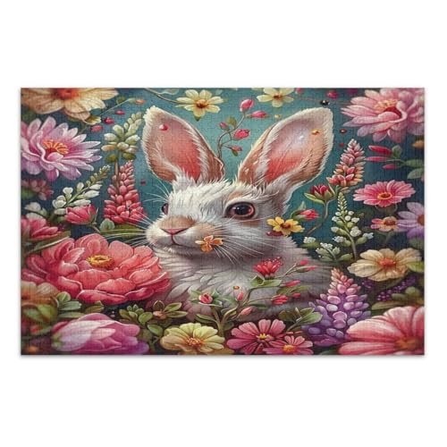 Osterhase mit Blumen Puzzles 1000 Teile für Erwachsene Abschluss oder Geburtstagsgeschenk Familie Puzzles, Fertige Größe 29,5 x 19,7 Zoll Osterhase mit Blumen Puzzles 1000 Teile für Erwachsene Abschluss oder Geburtstagsgeschenk Familie Puzzles, Fertige Größe 29,5 x 19,7 Zoll von CHIFIGNO