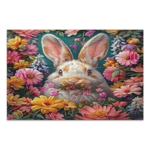 Osterhase mit Blumen Puzzles für Erwachsene 1000 Teile, Lustige Puzzles Pädagogisches Intellektuelles Puzzle, Fertige Größe 29,5 x 19,7 Zoll Osterhase mit Blumen Puzzles für Erwachsene 1000 Teile, Lustige Puzzles Pädagogisches Intellektuelles Puzzle, Fertige Größe 29,5 x 19,7 Zoll von CHIFIGNO