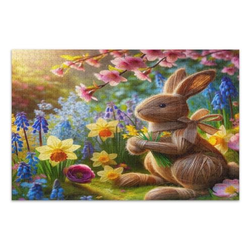 Osterhase mit Frühlingsblumen Puzzle 1000 Teile Lustige Puzzles Tolle Geschenkidee für Feiertage, Fertige Größe 29,5 x 19,7 Zoll Osterhase mit Frühlingsblumen Puzzle 1000 Teile Lustige Puzzles Tolle Geschenkidee für Feiertage, Fertige Größe 29,5 x 19,7 Zoll von CHIFIGNO