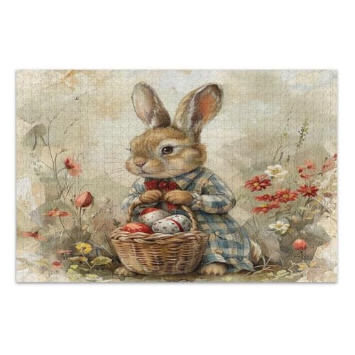 Osterhase mit Korb Puzzles für Erwachsene 1000 Teile Unterhaltung Spielzeug Geburtstagsgeschenk Einzigartige Puzzles, Fertige Größe 29,5 x 19,7 Zoll Osterhase mit Korb Puzzles für Erwachsene 1000 Teile Unterhaltung Spielzeug Geburtstagsgeschenk Einzigartige Puzzles, Fertige Größe 29,5 x 19,7 Zoll von CHIFIGNO