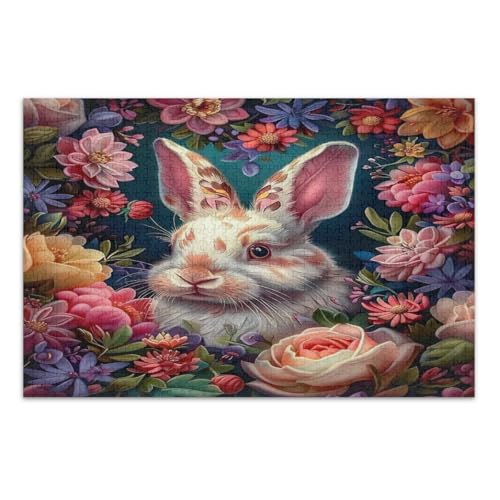 Osterhase mit bunten Blumen, Puzzle, 1000 Teile, für Erwachsene, tolle Geschenkidee für Feiertage, Familienpuzzle, fertige Größe 75 x 50 cm Osterhase mit bunten Blumen, Puzzle, 1000 Teile, für Erwachsene, tolle Geschenkidee für Feiertage, Familienpuzzle, fertige Größe 75 x 50 cm von CHIFIGNO