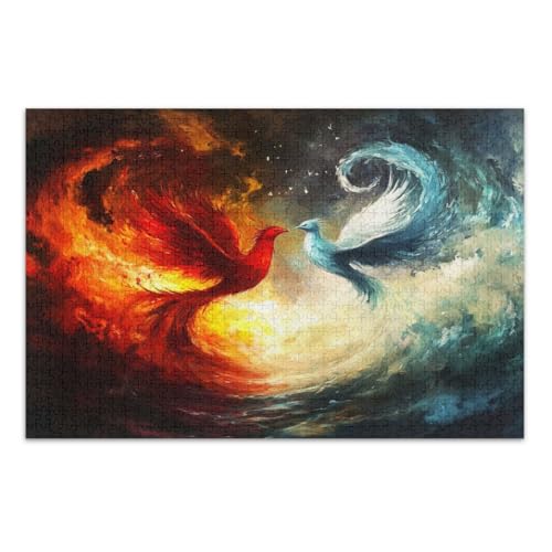 Phoenix Wasserfeuer-Puzzles für Erwachsene, 1000 Teile, Familienpuzzle, lustige und farbenfrohe Wandkunst, fertige Größe 75 x 50 cm Phoenix Wasserfeuer-Puzzles für Erwachsene, 1000 Teile, Familienpuzzle, lustige und farbenfrohe Wandkunst, fertige Größe 75 x 50 cm von CHIFIGNO