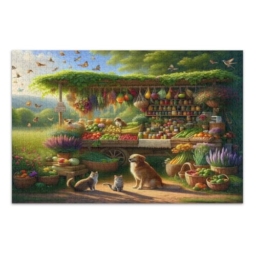 Puzzle, 1000 Teile, Straßenständer, Hunde, Katzen, Schmetterlinge, einzigartige Puzzles, lustige und farbenfrohe Wandkunst, fertige Größe 75 x 50 cm Puzzle, 1000 Teile, Straßenständer, Hunde, Katzen, Schmetterlinge, einzigartige Puzzles, lustige und farbenfrohe Wandkunst, fertige Größe 75 x 50 cm von CHIFIGNO