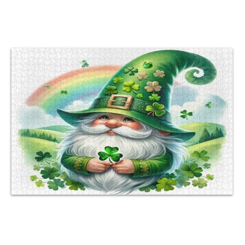Puzzle 1000 Teile, St. Patrick's Day Zwerg Lustige Puzzles Tolle Geschenkidee für Feiertage, Fertige Größe 29,5 x 19,7 Zoll von CHIFIGNO