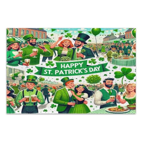 Puzzle 1000 Teile für Erwachsene, Happy St. Patrick's Day, einzigartige Puzzles zum Schulabschluss oder Geburtstag, fertige Größe 29,5 x 19,7 Zoll Puzzle 1000 Teile für Erwachsene, Happy St. Patrick's Day, einzigartige Puzzles zum Schulabschluss oder Geburtstag, fertige Größe 29,5 x 19,7 Zoll von CHIFIGNO