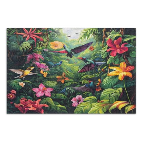 Puzzle 1000 Teile für Erwachsene, Kolibris Tropische Blumen Lustiges Puzzle Pädagogisches Intellektuelles Puzzle, Fertige Größe 29,5 x 19,7 Zoll Puzzle 1000 Teile für Erwachsene, Kolibris Tropische Blumen Lustiges Puzzle Pädagogisches Intellektuelles Puzzle, Fertige Größe 29,5 x 19,7 Zoll von CHIFIGNO