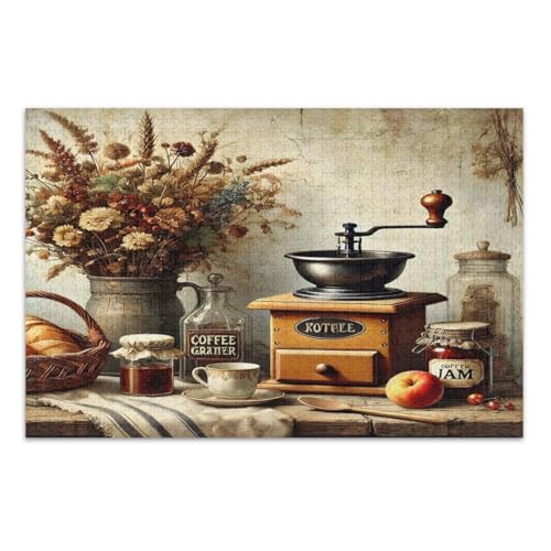 Puzzle 1000 Teile für Erwachsene, Vintage Coffee Tan Cool Puzzles Lustiges Spiel für Männer Frauen, Fertige Größe 29,5 x 19,7 Zoll Puzzle 1000 Teile für Erwachsene, Vintage Coffee Tan Cool Puzzles Lustiges Spiel für Männer Frauen, Fertige Größe 29,5 x 19,7 Zoll von CHIFIGNO