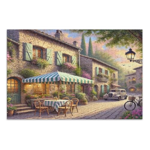 Puzzle mit 1000 Teilen, charmante Straßenszenen, lustiges Puzzle, herausfordernde Familienaktivität, fertige Größe 75 x 50 cm von CHIFIGNO