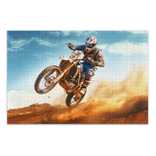 Puzzle mit 1000 Teilen, cooles Motorrad-Rennfahrer-Familien-Puzzle, pädagogisches intellektuelles Puzzle, fertige Größe 29,5 x 19,7 Zoll von CHIFIGNO