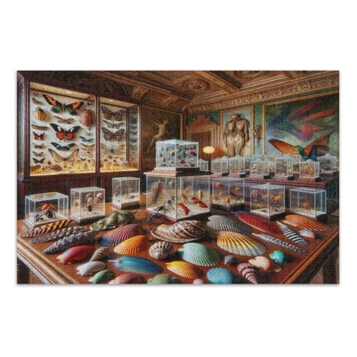 Puzzle mit 1000 Teilen, eine natürliche Schatztruhe, Muscheln, Insekten, Familienpuzzle, pädagogisches intellektuelles Puzzle, fertige Größe 50,5 x 37,9 cm von CHIFIGNO