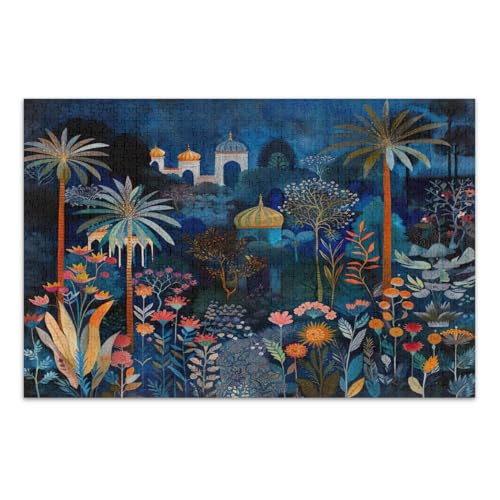 Puzzle mit exotischen Blumen, 1000 Teile, lustige und farbenfrohe Wandkunst, schwierige Puzzles, fertige Größe 75 x 50 cm von CHIFIGNO