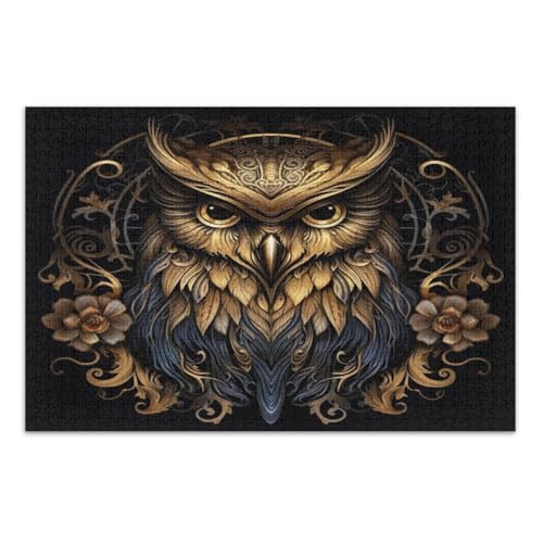 Puzzles 1000 Teile, Schwarz Gold Eule Schwierige Puzzles Lustiges Spiel für Männer Frauen, Fertige Größe 29,5 x 19,7 Zoll Puzzles 1000 Teile, Schwarz Gold Eule Schwierige Puzzles Lustiges Spiel für Männer Frauen, Fertige Größe 29,5 x 19,7 Zoll von CHIFIGNO