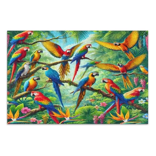 Puzzles 1000 Teile, bunte Papageien, tropische Blätter, Blumen, einzigartige Puzzles, anspruchsvolle Familienaktivitäten, fertige Größe 75 x 50 cm Puzzles 1000 Teile, bunte Papageien, tropische Blätter, Blumen, einzigartige Puzzles, anspruchsvolle Familienaktivitäten, fertige Größe 75 x 50 cm von CHIFIGNO