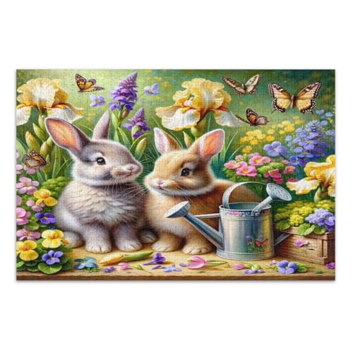 Puzzles 1000 Teile, niedliche Kaninchen, Schmetterlinge, Blumen, lustiges Puzzle, pädagogisches intellektuelles Puzzle, fertige Größe 29,5 x 19,7 Zoll Puzzles 1000 Teile, niedliche Kaninchen, Schmetterlinge, Blumen, lustiges Puzzle, pädagogisches intellektuelles Puzzle, fertige Größe 29,5 x 19,7 Zoll von CHIFIGNO