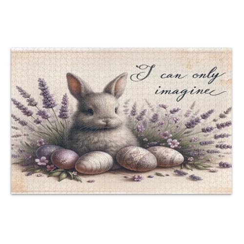 Puzzles 1000 Teile für Erwachsene, Lila Lavendel Blumen Osterhase Eier Schwierige Puzzles Weißer Elefant Geschenkideen, Fertige Größe 29,5 x 19,7 Zoll Puzzles 1000 Teile für Erwachsene, Lila Lavendel Blumen Osterhase Eier Schwierige Puzzles Weißer Elefant Geschenkideen, Fertige Größe 29,5 x 19,7 Zoll von CHIFIGNO