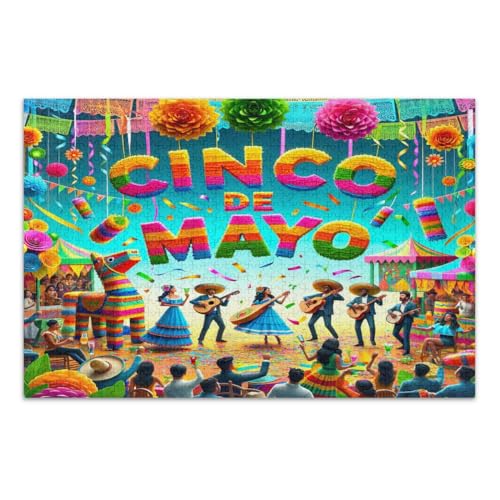 Puzzles für Erwachsene, 1000 Teile, Cinco De Mayo Mexiko, Familienpuzzles, lustige und farbenfrohe Wandkunst, fertige Größe 75 x 50 cm von CHIFIGNO