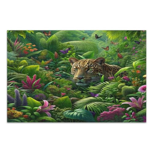 Puzzles für Erwachsene, 1000 Teile, bunte tropische Blumen, Leopard, lustige Puzzles, Abschlussfeier oder Geburtstagsgeschenk, fertige Größe 75 x 50 cm Puzzles für Erwachsene, 1000 Teile, bunte tropische Blumen, Leopard, lustige Puzzles, Abschlussfeier oder Geburtstagsgeschenk, fertige Größe 75 x 50 cm von CHIFIGNO