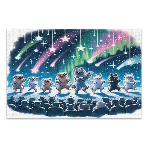 Puzzles für Erwachsene, 1000 Teile, lustige tanzende Hunde, Familienpuzzles, Unterhaltungsspielzeug, Geburtstagsgeschenk, fertige Größe 29,5 x 19,7 Zoll Puzzles für Erwachsene, 1000 Teile, lustige tanzende Hunde, Familienpuzzles, Unterhaltungsspielzeug, Geburtstagsgeschenk, fertige Größe 29,5 x 19,7 Zoll von CHIFIGNO