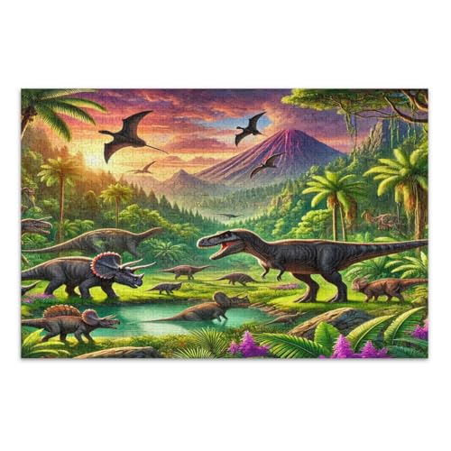 Puzzles für Erwachsene 1000 Teile, Dinosaurier Landschaft Sonnenuntergang Schwierige Puzzles Weißer Elefant Geschenkideen, Fertige Größe 29,5 x 19,7 Zoll Puzzles für Erwachsene 1000 Teile, Dinosaurier Landschaft Sonnenuntergang Schwierige Puzzles Weißer Elefant Geschenkideen, Fertige Größe 29,5 x 19,7 Zoll von CHIFIGNO