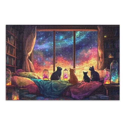 Puzzles für Erwachsene 1000 Teile, Galaxy Katzen Einzigartige Puzzles Abschluss oder Geburtstagsgeschenk, Fertige Größe 29,5 x 19,7 Zoll Puzzles für Erwachsene 1000 Teile, Galaxy Katzen Einzigartige Puzzles Abschluss oder Geburtstagsgeschenk, Fertige Größe 29,5 x 19,7 Zoll von CHIFIGNO