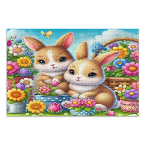 Puzzles für Erwachsene 1000 Teile, Niedliche Hasen Frühling Blumen Garten Familie Puzzle Herausforderndes Puzzle für Spieleabende, Fertige Größe 29,5 x 19,7 Zoll Puzzles für Erwachsene 1000 Teile, Niedliche Hasen Frühling Blumen Garten Familie Puzzle Herausforderndes Puzzle für Spieleabende, Fertige Größe 29,5 x 19,7 Zoll von CHIFIGNO
