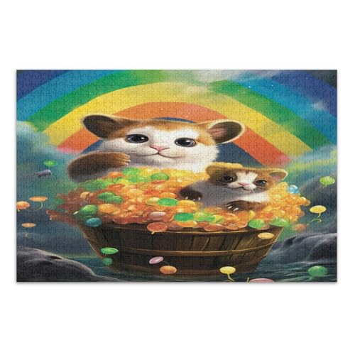 Puzzles für Erwachsene 1000 Teile, St. Patrick's Day LGBT Regenbogen Cool Puzzles Spaß Spiel für Männer Frauen, Fertige Größe 29,5 x 19,7 Zoll von CHIFIGNO