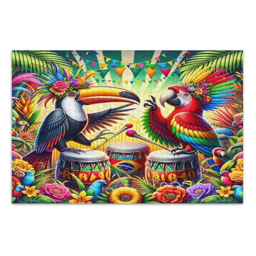 Puzzles für Erwachsene 1000 Teile Brasilianische Karneval Papageien Blumen Lustige Puzzles Herausfordernde Familienaktivität, Fertige Größe 29,5 * 19,7 Zoll von CHIFIGNO