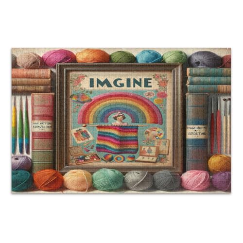 Regenbogenfarbene Garn-Puzzles, 500 Teile, für Erwachsene, Abschluss- oder Geburtstagsgeschenk, einzigartige Puzzles, fertige Größe 50,5 x 37,8 cm von CHIFIGNO