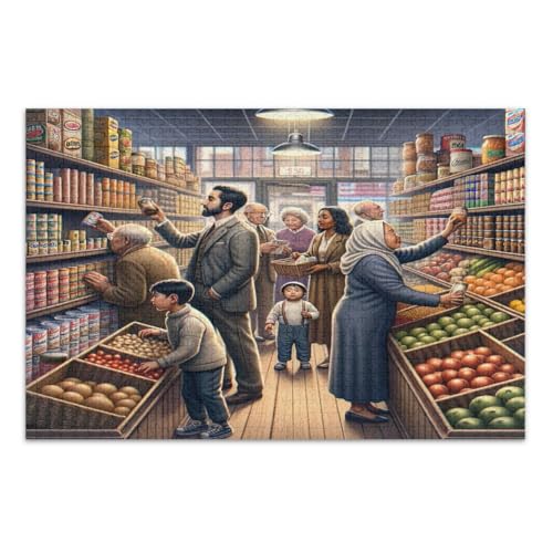 Retro-Vintage-Puzzle für Erwachsene, 1000 Teile, schwierige Puzzles, lustige und farbenfrohe Kunstwerke, fertige Größe 75 x 50 cm Retro-Vintage-Puzzle für Erwachsene, 1000 Teile, schwierige Puzzles, lustige und farbenfrohe Kunstwerke, fertige Größe 75 x 50 cm von CHIFIGNO