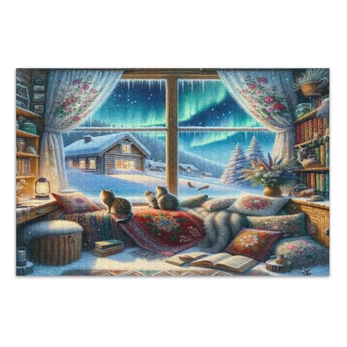 Retro Winter Leseecke Puzzles für Erwachsene 1000 Teile Lustige Puzzles Weißer Elefant Geschenkideen, Fertige Größe 29.5 * 19.7 Zoll Retro Winter Leseecke Puzzles für Erwachsene 1000 Teile Lustige Puzzles Weißer Elefant Geschenkideen, Fertige Größe 29.5 * 19.7 Zoll von CHIFIGNO