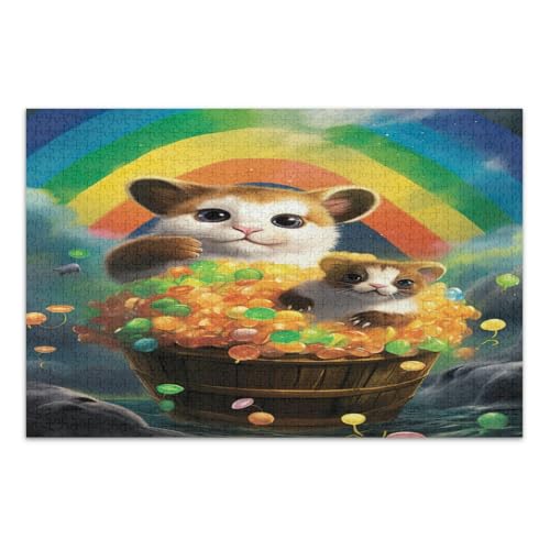 St. Patrick's Day LGBT Regenbogen-Puzzle, 1000 Teile, coole Puzzles, lustige und farbenfrohe Wandkunst, fertige Größe 75 x 50 cm von CHIFIGNO