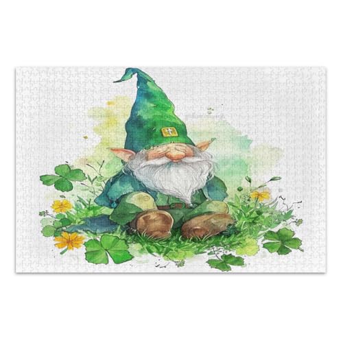 St. Patrick's Day Wichtel mit Blättern, 1000 Teile Puzzles für Erwachsene, Unterhaltungsspielzeug, Geburtstagsgeschenk, coole Puzzles, fertige Größe 29,5 x 19,7 Zoll St. Patrick's Day Wichtel mit Blättern, 1000 Teile Puzzles für Erwachsene, Unterhaltungsspielzeug, Geburtstagsgeschenk, coole Puzzles, fertige Größe 29,5 x 19,7 Zoll von CHIFIGNO