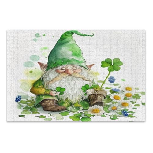 St. Patrick's Day Wichtel mit Kleeblatt Puzzle 1000 Teile für Erwachsene Abschluss oder Geburtstagsgeschenk Coole Puzzles, Fertige Größe 29,5 x 19,7 Zoll St. Patrick's Day Wichtel mit Kleeblatt Puzzle 1000 Teile für Erwachsene Abschluss oder Geburtstagsgeschenk Coole Puzzles, Fertige Größe 29,5 x 19,7 Zoll von CHIFIGNO