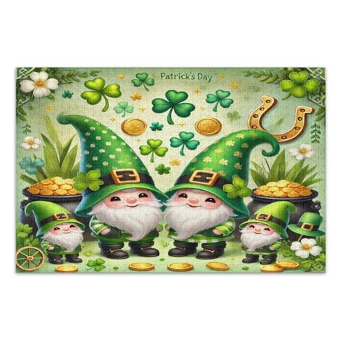 St. Patrick's Day Zwerge, Kleeblatt, Grün, 1000 Teile, tolle Geschenkidee für Feiertage, einzigartige Puzzles, fertige Größe 75 x 50 cm St. Patrick's Day Zwerge, Kleeblatt, Grün, 1000 Teile, tolle Geschenkidee für Feiertage, einzigartige Puzzles, fertige Größe 75 x 50 cm von CHIFIGNO
