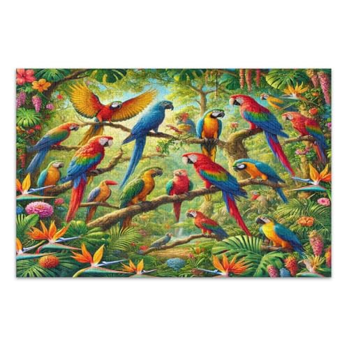 Tropische Blätter, Blumen, bunte Papageien, Puzzle, 1000 Teile, schwierige Puzzles, lustiges Spiel für Männer und Frauen, fertige Größe 75 x 50 cm Tropische Blätter, Blumen, bunte Papageien, Puzzle, 1000 Teile, schwierige Puzzles, lustiges Spiel für Männer und Frauen, fertige Größe 75 x 50 cm von CHIFIGNO