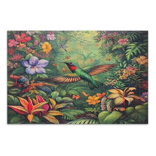 Tropische Vögel Puzzle 1000 Teile Lustige bunte Illustration Fertigmaße 75 x 50 cm von CHIFIGNO