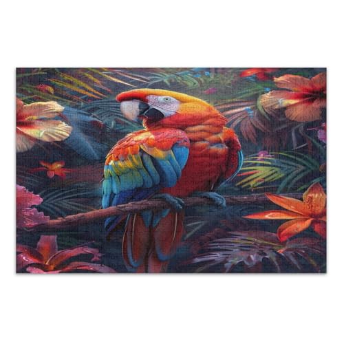 Tropischer Papageien-Puzzles für Erwachsene, 1000 Teile, einzigartige Puzzles, pädagogisches intellektuelles Puzzle, fertige Größe 29,5 x 19,7 Zoll von CHIFIGNO