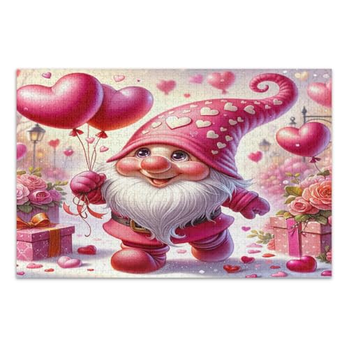Valentinstag Rosa Wichtel Puzzle für Erwachsene 500 Teile Coole Puzzles Lustiges Spiel für Männer Frauen, Fertige Größe 20,5 x 14,9 Zoll von CHIFIGNO