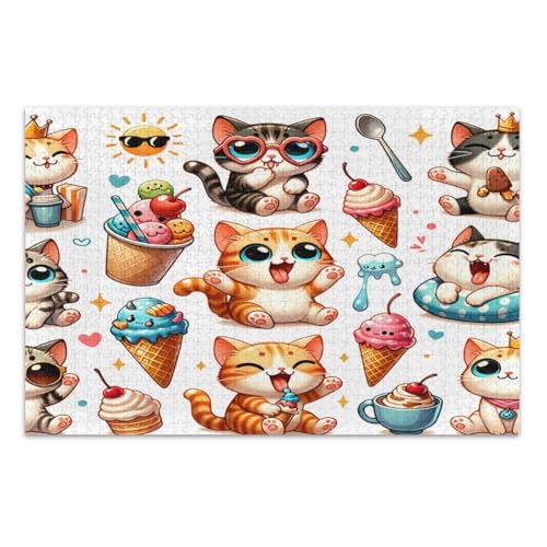 Verspielte Katzen Puzzle für Erwachsene 1000 Teile Lustiges Puzzle Spaß Spiel für Männer Frauen Fertige Größe 29,5 x 19,7 Zoll von CHIFIGNO
