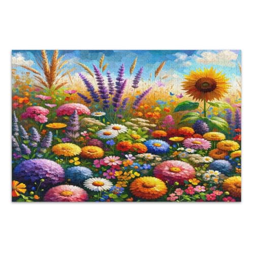 Vibrant Field Sonnenblumen Lavendel Puzzles 1000 Teile Tolle Geschenkidee für Urlaub Familie Puzzles, Fertige Größe 29,5 x 19,7 Zoll Vibrant Field Sonnenblumen Lavendel Puzzles 1000 Teile Tolle Geschenkidee für Urlaub Familie Puzzles, Fertige Größe 29,5 x 19,7 Zoll von CHIFIGNO