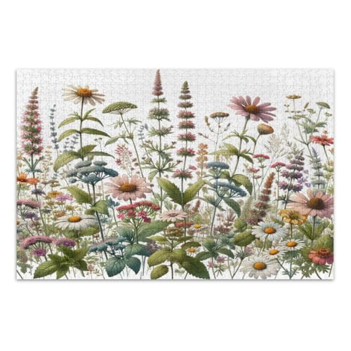 Vintage-Puzzle, Wildblumen und Kräuter, 1000 Teile, coole Puzzles, lustige und farbenfrohe Kunstwerke, Heimdekoration, fertige Größe 75 x 50 cm Vintage-Puzzle, Wildblumen und Kräuter, 1000 Teile, coole Puzzles, lustige und farbenfrohe Kunstwerke, Heimdekoration, fertige Größe 75 x 50 cm von CHIFIGNO