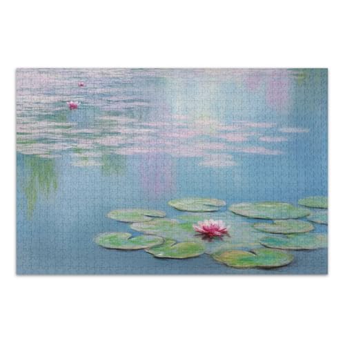 Wasserlilien-Puzzle für Erwachsene, 500 Teile, lustige und farbenfrohe Wandkunst, fertige Größe 50,5 x 37,8 cm von CHIFIGNO