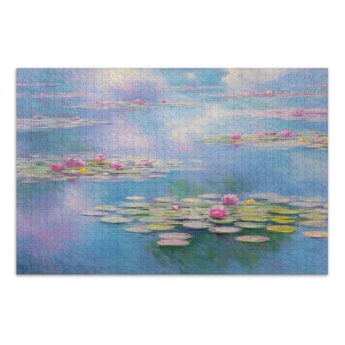 Wasserlilien-Puzzles für Erwachsene, 500 Teile, lustige und farbenfrohe Kunstwerke, fertige Größe 50,5 x 37,8 cm von CHIFIGNO