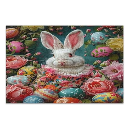 Weißes Kaninchen rosa Blumen Ostereier Puzzle 1000 Teile Familienpuzzles Abschlussfeier oder Geburtstagsgeschenk, fertige Größe 29,5 x 19,7 Zoll Weißes Kaninchen rosa Blumen Ostereier Puzzle 1000 Teile Familienpuzzles Abschlussfeier oder Geburtstagsgeschenk, fertige Größe 29,5 x 19,7 Zoll von CHIFIGNO
