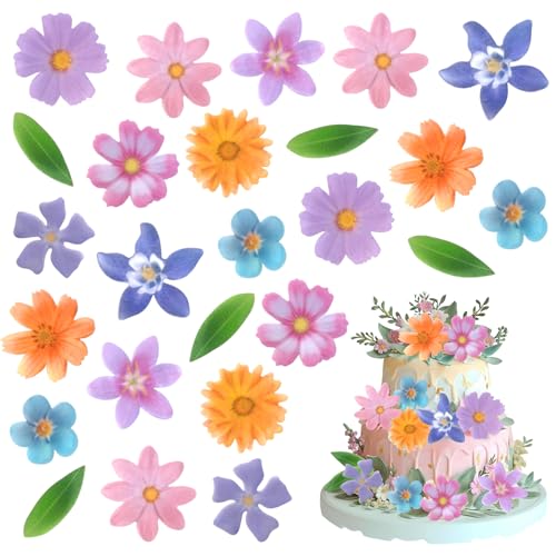 CHIHOLEN 60 Stück Tortendeko Blumen, Tortenaufleger Grüne Blätter, Kuchen Deko Jungen Mädchen, Kuchen Deko Geburtstag für Hochzeit, Geburtstag, Frühling, Muffin Deko von CHIHOLEN