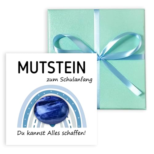 CHIHOLEN Glücksbringer Schulanfang, Einschulung Junge Geschenk Schultüte Füllung, Glücksbringer Mutstein Geschenke Einschulung, Glückssteine Einschulung Geschenk Jungen (Blau) von CHIHOLEN