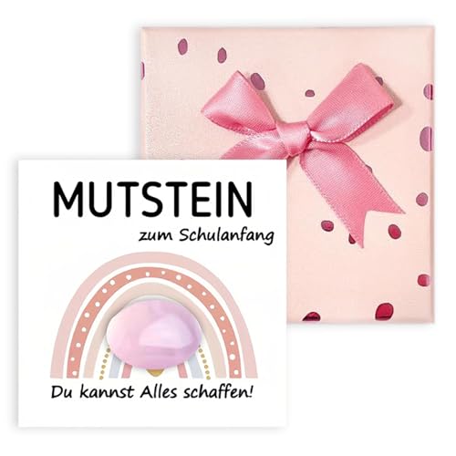 CHIHOLEN Glücksbringer Schulanfang, Einschulung Mädchen Geschenk Schultüte Füllung, Glücksbringer Mutstein Geschenke Einschulung, Glückssteine Einschulung Geschenk Mädchen (Rosa) von CHIHOLEN
