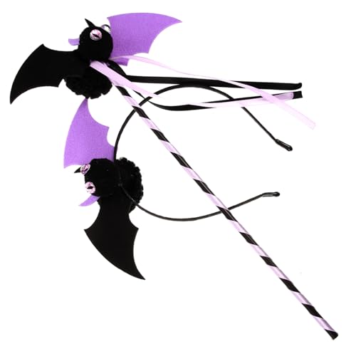 CHILDWEET Fledermaus-Stirnband-Set für Halloween-Party-Zubehör Rollenspiel-Stirnband Halloween-Stirnband Fledermaus-Zauberstab modisches von CHILDWEET