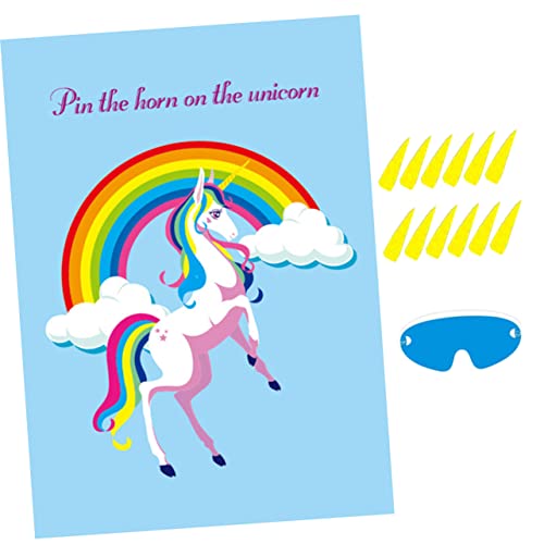 CHILDWEET Party-Banner-Set Geburtstags-Hintergrund-Banner Für Mädchen Dekorations-Set Pin-The-Horn-Spiel Für Jungen Und Mädchen Geburtstagsparty-zubehör von CHILDWEET